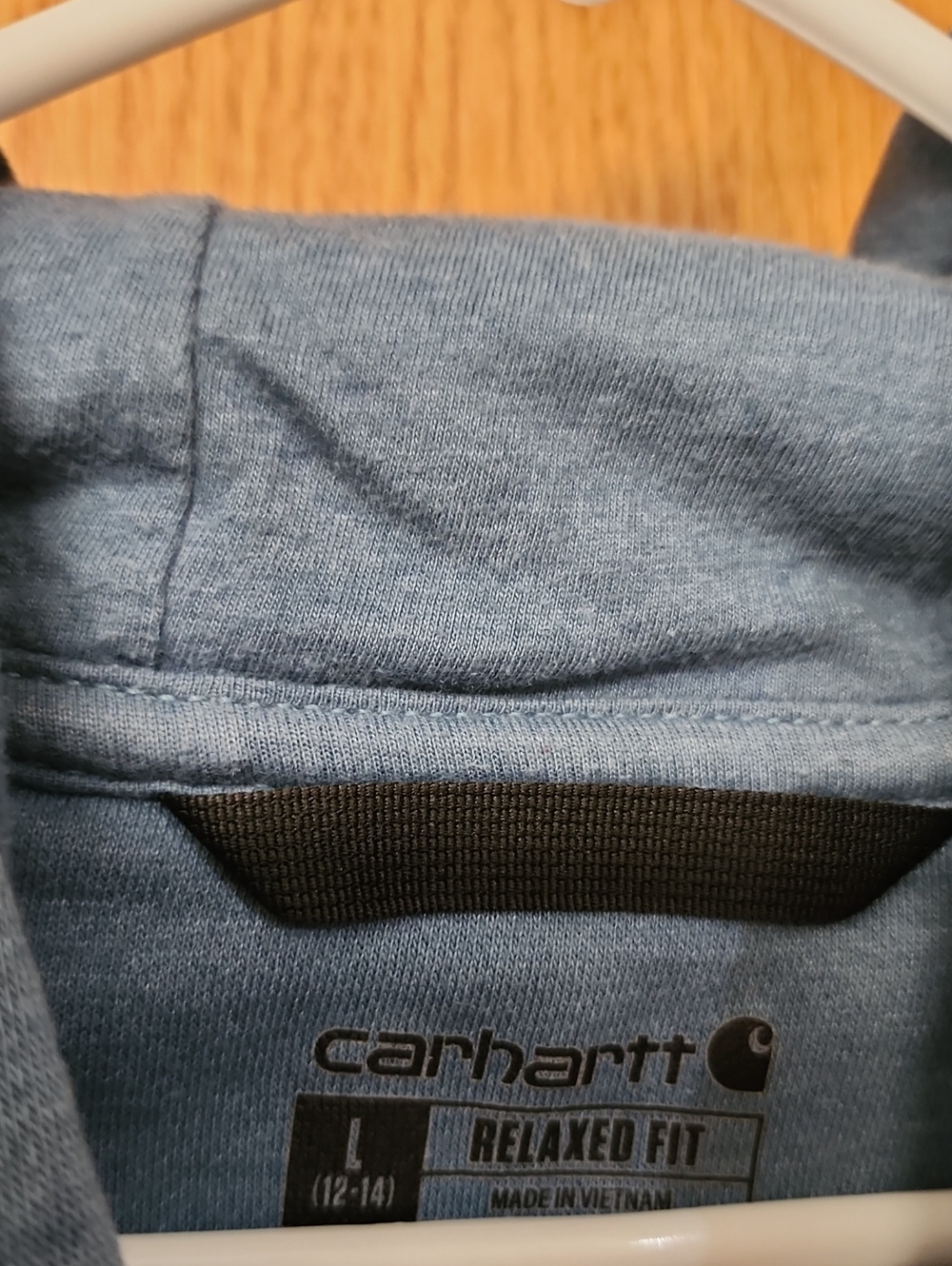 Carhartt womens Slate Blue Crewneck Hoodie with Tan Logo L number 1114 - Picture 4 of 6